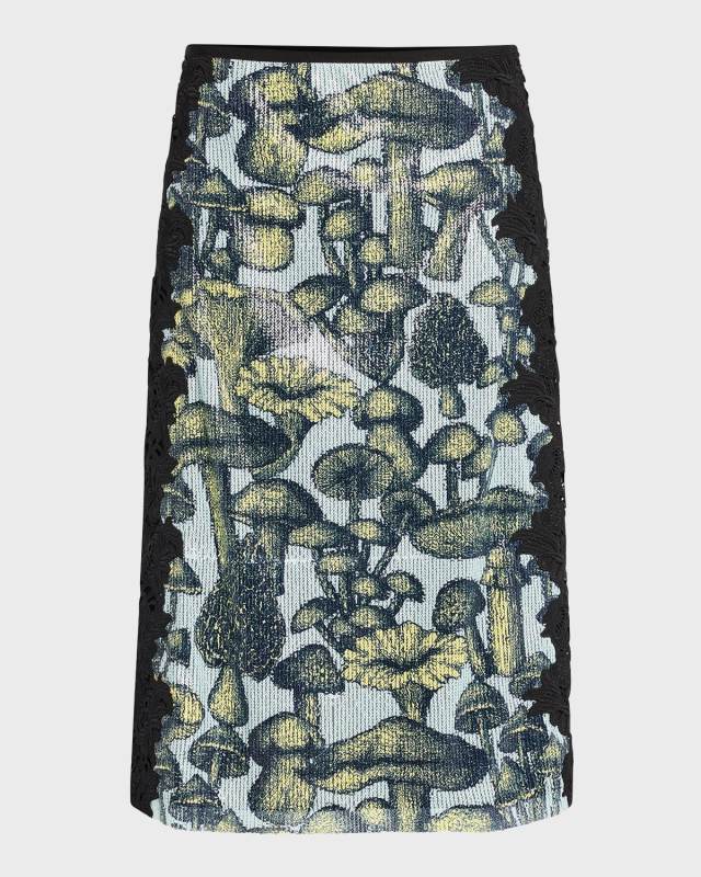 Sequined Mushroom Lace Slip Skirt